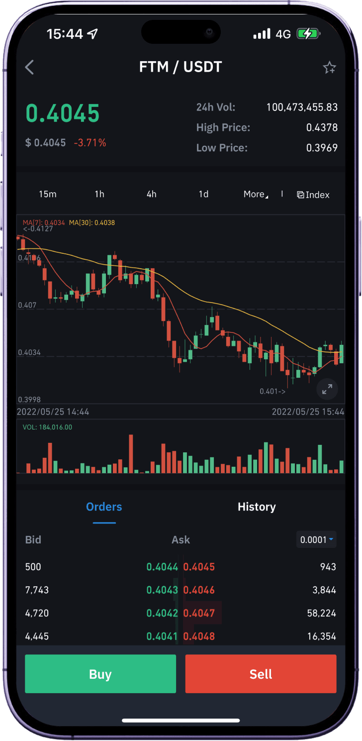 Felix Exchange trade screen
