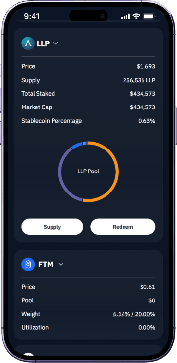 Lif3 Trade liquidity stats screen