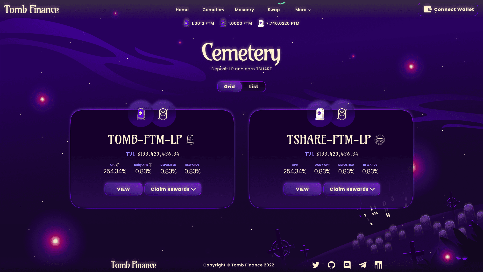 Tomb Finance cemetery staking view