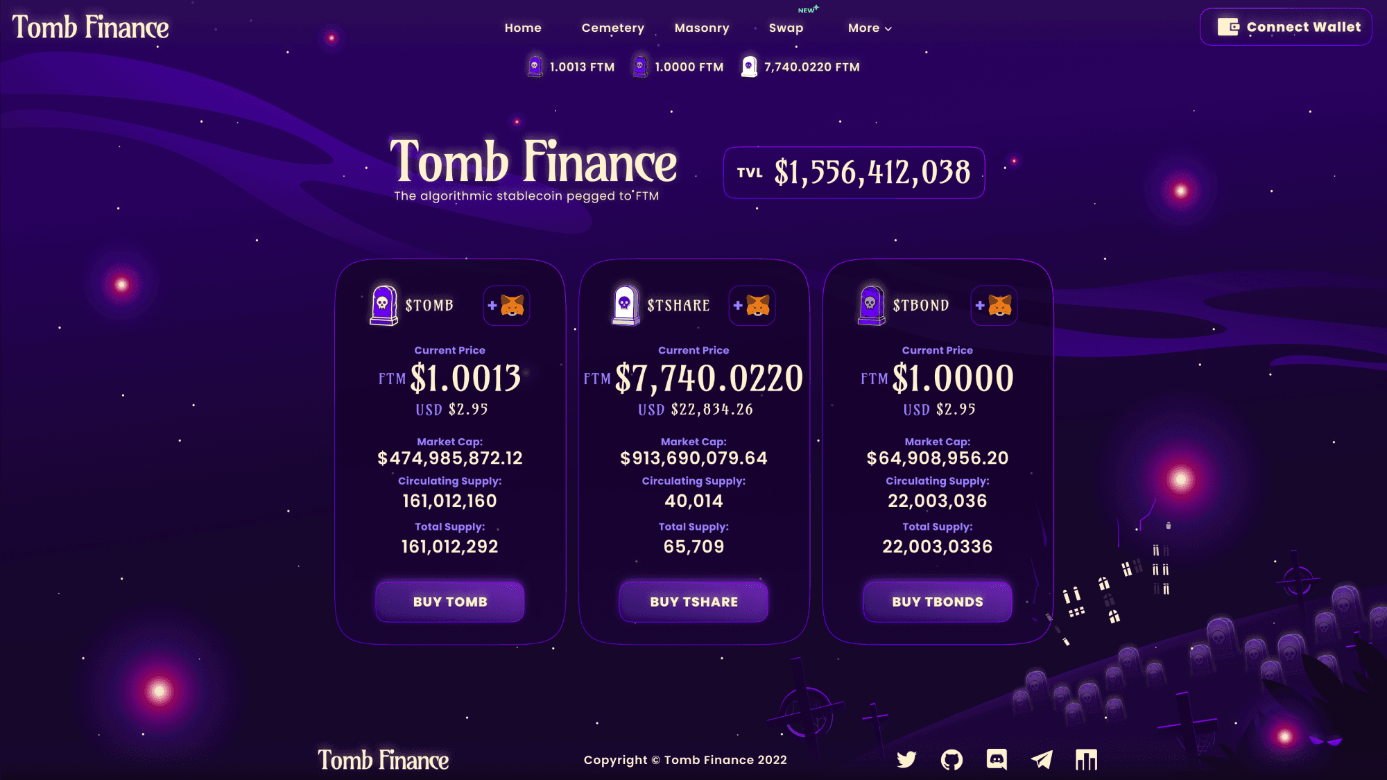 Tomb Finance home dashboard