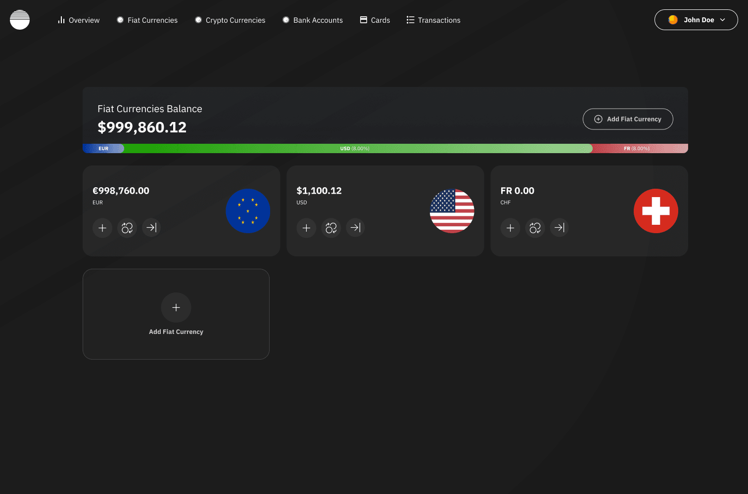 xPay accounts view