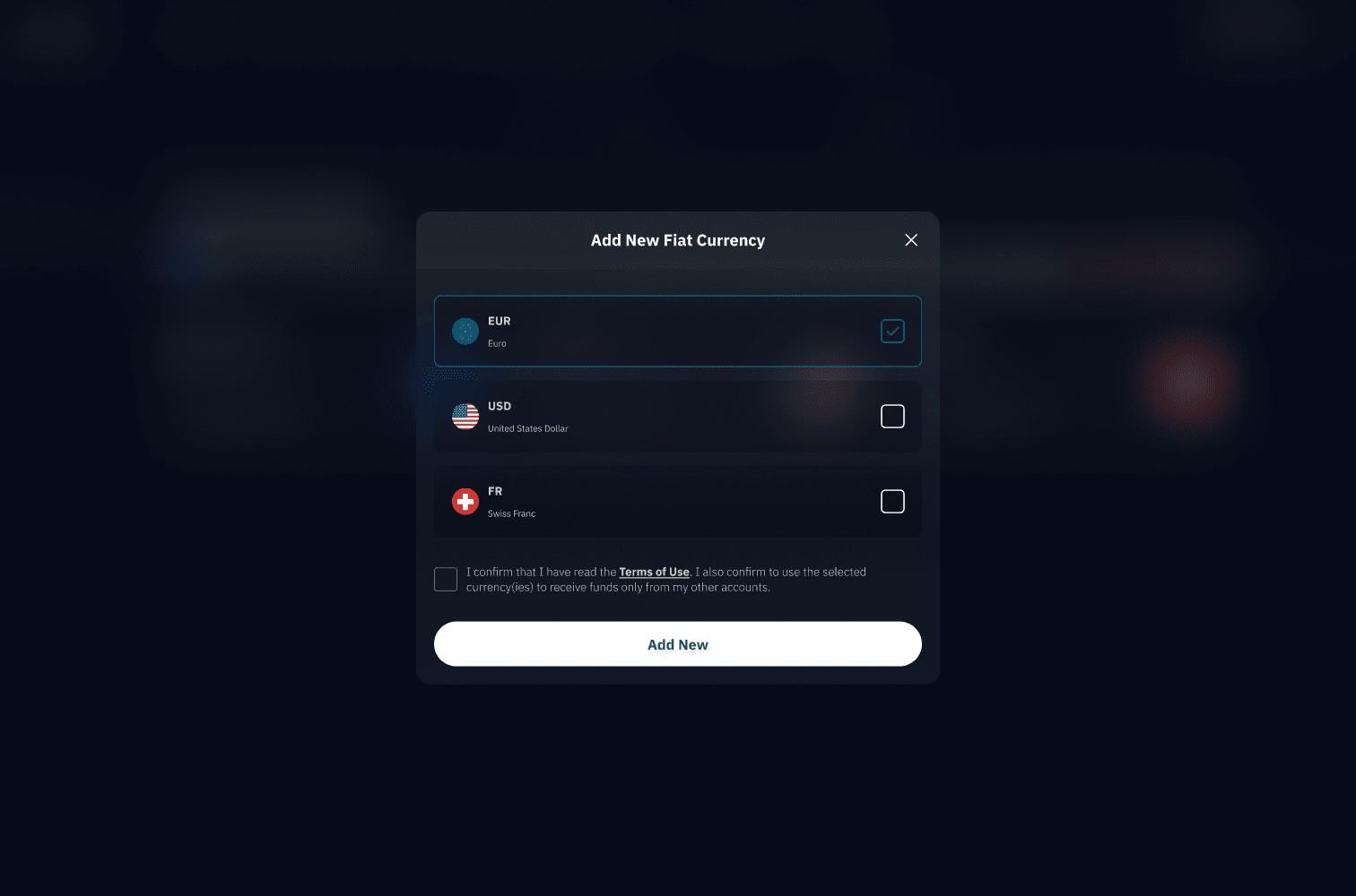 xPay add fiat view