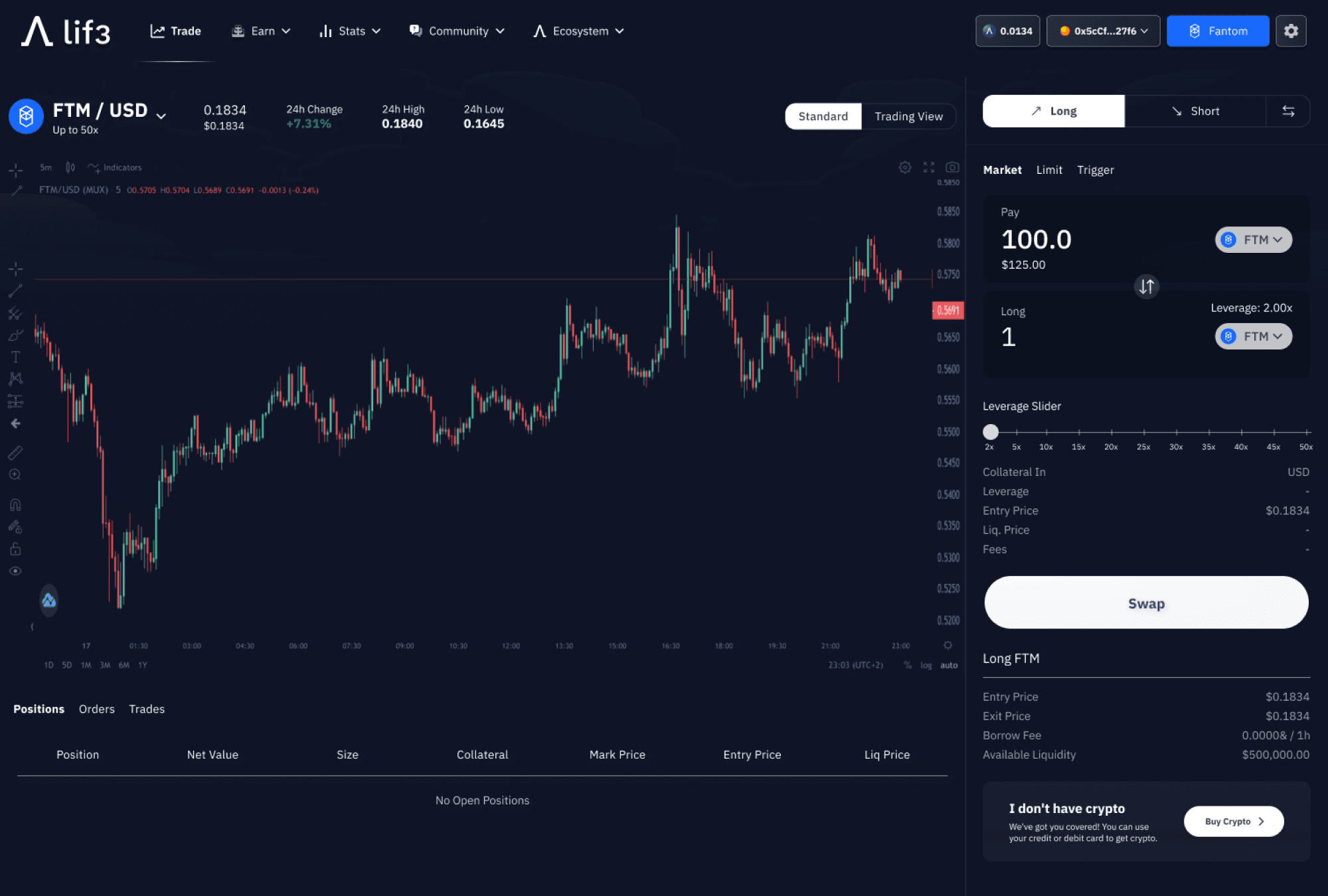 Lif3 Trade platform interface