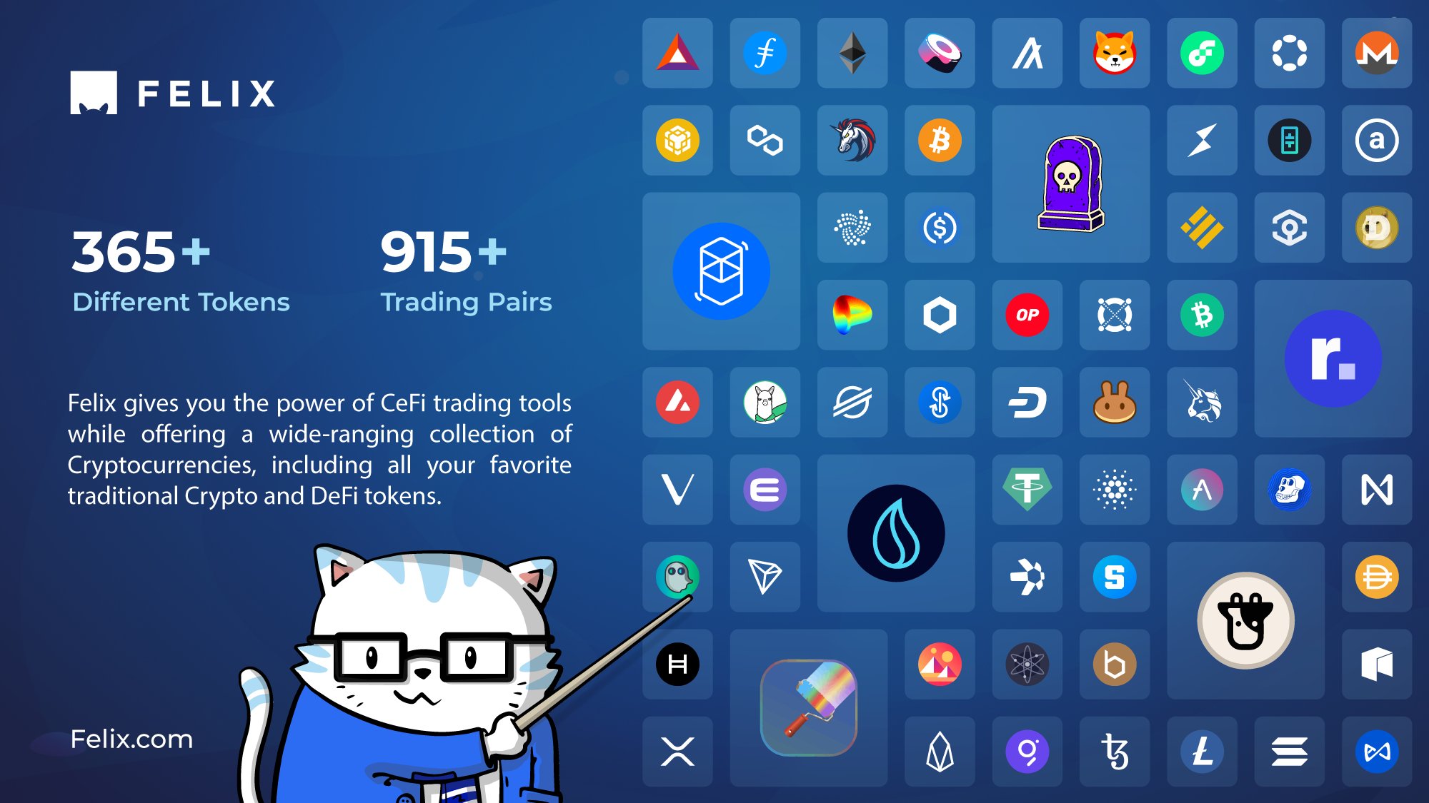 Felix Exchange token list social post